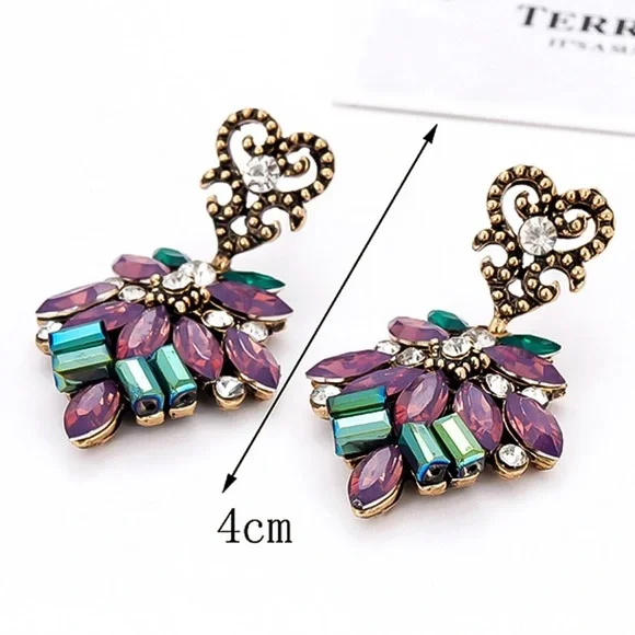 Any 2/$20! Vintage Look Lilac Flower Drop Stud Earrings - Picture 6 of 8